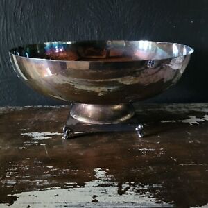 Vtg Footed Silverplate Centerpiece Bowl By Crescent Silverplate Serving Bowl