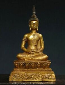 10 4 Chinese Bronze Gilt Buddhism Shakyamuni Amitabha Buddha Statue Sculpture