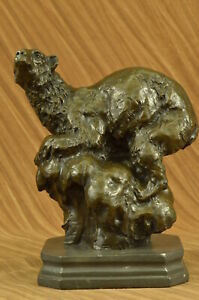 Bronze Sculpture By Barye Polar Bear Art Deco Marble Base Figurine Decor Hotcast
