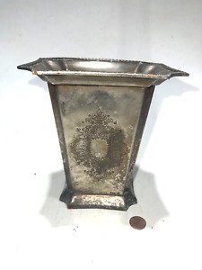 Vintage Engraved Silver Plate Vase Urn Floral