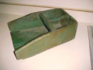 Early Painted Grain Scoop Green 16 X 11 X 5 Hand Made