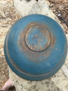 Vintage Primitive Kitchen Pantry Wood Dough Bowl Beautiful Blue 