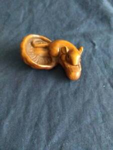 Netsuke Rat Mushroom Carving Sagemono Inro Ojime Japanese Amulet Antique Japan