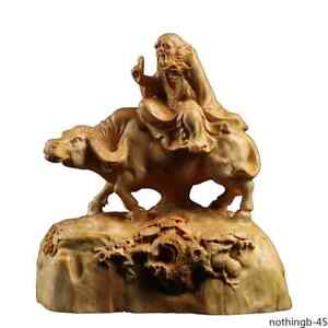 Premium Feng Shui Lao Tzu Riding Bull Wooden Statue A Beacon Of Taoist Wisdom