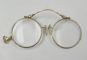Antique Pince Nez 14k Gold Collapsible Lorgnette Reading Glasses Free Ship
