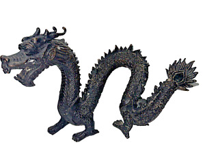 Antique Chinese Bronze Dragon Cast Ming Sculpture Figurine 10 