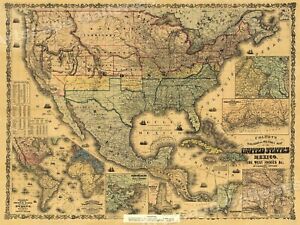 1862 Colton S Railroad And Military Map Of The Us 18x24