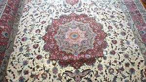 11 X 16 5 Fine Silk Wool Tabrizz Signed Hand Knotted Large Rug Silk Foundation