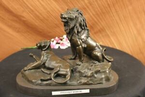Lion Leo African Safari Jungle Decor Sculpture Bronze Marble Statue Barye Sale