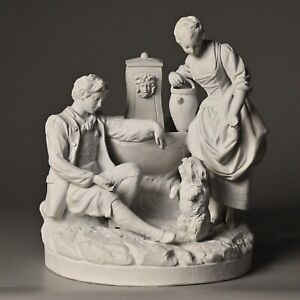 Sevres Antique Original Signed Porcelain Bisque Figurine Group Statue Sculpture