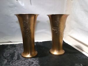 Pair Silver Crest Bronze Vases No 1021 5 3 4 Arts And Crafts