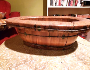 Vintage Primitive Wooden Eastern Baby Bath Tub