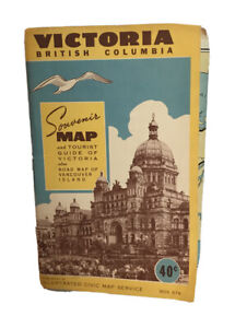 Vintage Souvenir Map Tourist Guide Of Victoria British Columbia