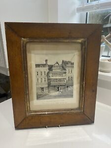 Antique English Wood Oak Picture Frame 13 X 15 5 Inches