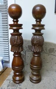 Antique Carved Maple Rope Bed Posts Set Of 2