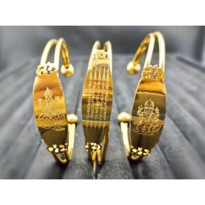 3 Bangle Gold Plated Laxmi Yant 5 Rows Talisman Ganesh Bracelet Thai Amulet
