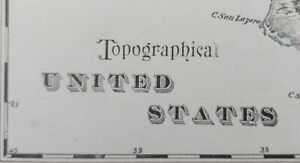 Vintage 1901 Topographical United States Map 22 X14 Old Antique Original Usa Dc