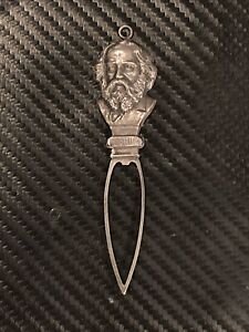 Antique Sterling Silver Bookmark Longfellow Bust Rare Find Collectable