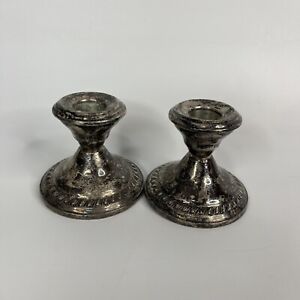 2 Vtg N S Co National Silver Co Sterling Candle Holders Weighted 2 75 