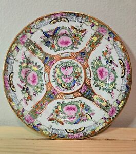 Antique Famille Rose Medallion 7 5 Plate Handpainted China Butterfly