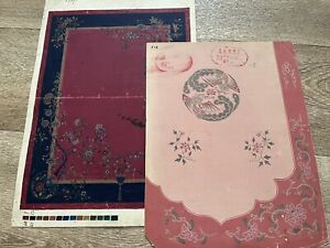 Collection Set Antique Chinese Watercolour Painting Textile Vintage Wallpaper