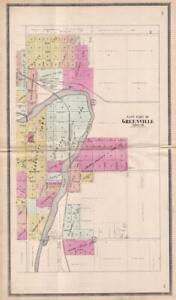 1895 Antique Plat Atlas Of Michigan Map Of Greenville East Part Excellent Detail