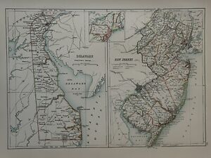1897 New Jersey Delaware Original Antique Map By A C Black