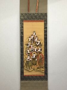 Y2216 Kakejiku 13 Buddha Buddhist Picture Signed Box 182x52cm Hanging Scroll