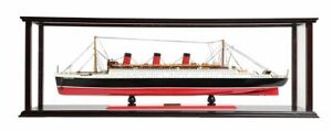 Rms Queen Mary Ocean Liner Wood Model 32 Cunard Lines W Table Top Display Case
