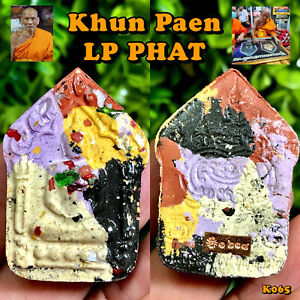 Genuine Thai Buddha Khun Paen Amulet Lp Phat Relics Pendant Magic Talisman K065