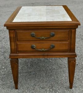 Vintage Brandt Tuscany Side Accent End Table Solid With With Stone Granite Top