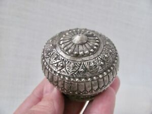 Thai Southeast Asian Antique Repoussed Silver Box Container