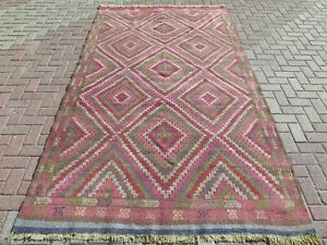 Anatolia Kilim Turkish Embroidered Rug Handmade Wool Rug Floor Carpet 69 X121 