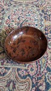 Antique Early Country Stoneware Brown Tan Slip Pa Redware Crock Plate Bowl 6 25 