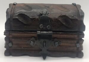 Vintage Wooden Chest W Metal Latch Made In Spain