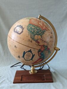 Vintage Mcm Lighted Scan Globe 1980 A S Denmark 12 Diameter World Discoverer