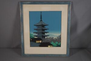 Vintage Japanese Woodblock Print By Tomikichiro Tokuriki Yasaka Pagoda