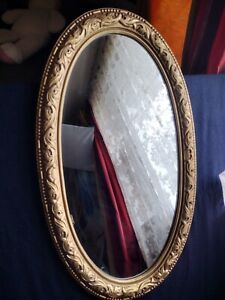 Beautiful Gold Gilt Frame Oval Wall Hanging Mirror Large 1973 32 X 18 5 Ornate
