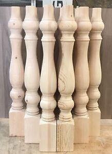 Set Of 4 Knotty Pine Wooden Island Unfinished Table Legs 29 X 3 1 2