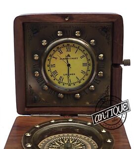 Vintage Wooden Clock Titanic Theme Compass Premium Handmade Gifts Antique Decor