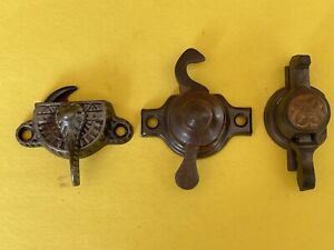 Lot Of 3 Antique Victorian Cast Iron Window Shutter Fasteners Salvage 1125
