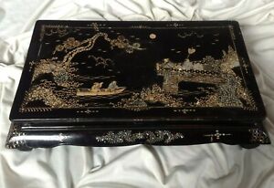 China Antique Marquetry Lacquer Mother Of Pearl Inlaid Kang Table Qing Dynasty
