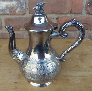 Antique Silverplate Teapot Eagle Finial Aesthetic Decoration Best Warranted