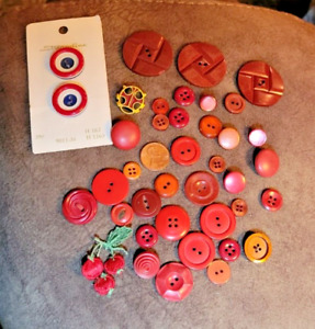 Lot Of Assorted Vintage Red Buttons