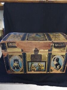 Antique 1880 S 90 S Childs Toy Trunk Paper Covered 8 7 12 
