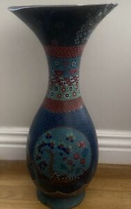 19th C Antique Chinese Cloisonn Enamel Tall Floor Vase 19 