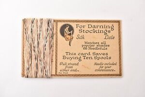 1920s Vintage Art Deco Advertising Promo Silk Lisle Stockings Darning Kit Card