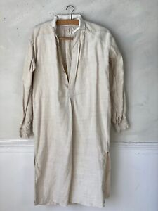 Antique Night Shirt Chemise White Nightgown Undergarment 1800s Linen Shirt