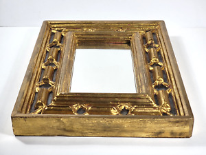 Antique Mirror Gilded Wood Gesso Frame W Smoked Glass Geometric Gilt
