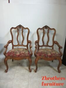 Pair Ethan Allen Tuscany French Country Dining Room Arm Chairs